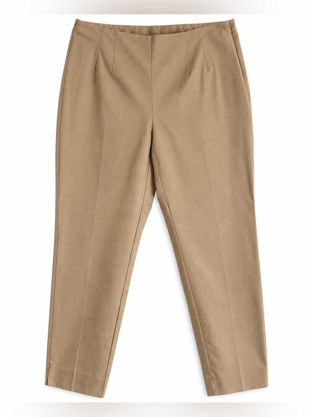 Time and Tru Capri Pants Women’s Size 12 Beige Tan Flat Front Tapered Side Zip